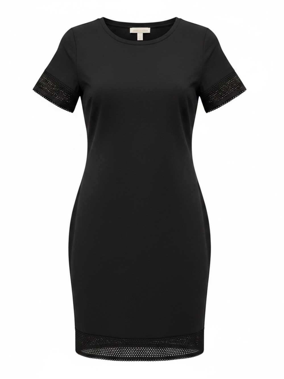 Michael Kors Black Short-Sleeve Sheath Dress with Eyelet Detail